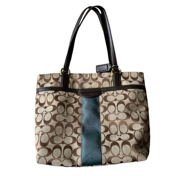 COACH Signature Stripe Shoulder Bag - Picture 1 of 11